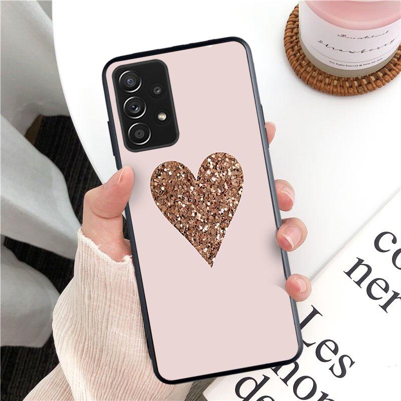 Neue Luxus Rose Gold Diamant Herz Telefon Fall Für Samsung Galaxy A13 A03 A12 A32 A71 A11 A21S A02 A52 A72 a51 A50 A70 A31 M31