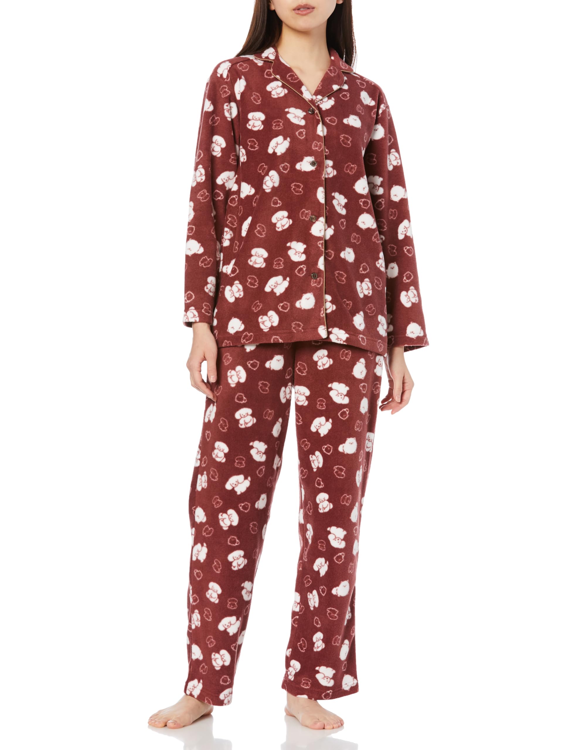 

Gunze Tuche Dark Red Fleece Long Sleeve and Collaboration with Teraoka Natsumi Women s Loungewear, Pants,