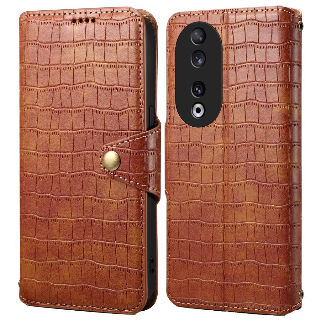 Wallet Phone Cover for Honor 90 Leather Case with Folding Stand Crocodile Texture