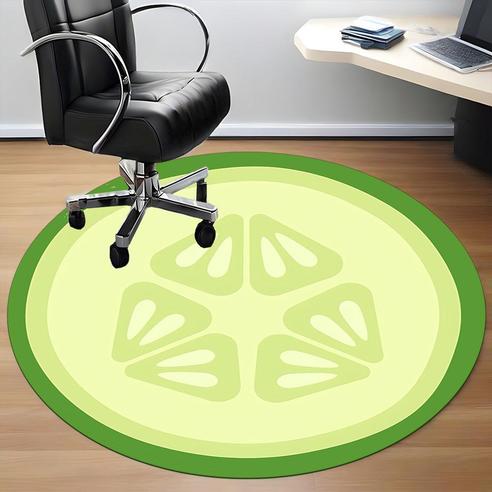 1PC Cucumber Slice Office Round Area Rug, Mat Suitable For Office, Under Office Chairs Bedroom Living Room Home Decor, Room Deco