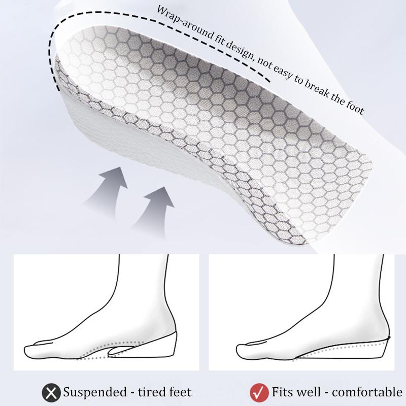 1pair Height Increasing Insoles Highly Elastic, Comfortable,Non-Slip,Men Women Shoes Flat Feet Arch Support Orthopedic Insoles