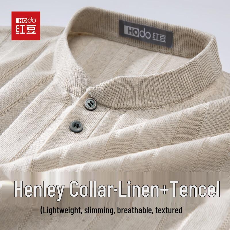 Hodo Men s Linen Tencel Blend Round Neck Short Sleeve T-Shirt 175