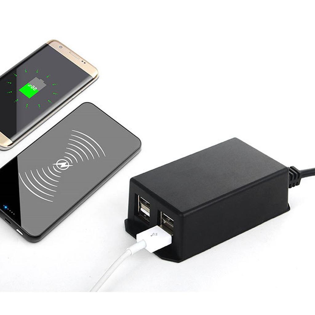 DC Power Adapter with Battery Clip 12V Vehicle USB Charger for Cellphone Tab