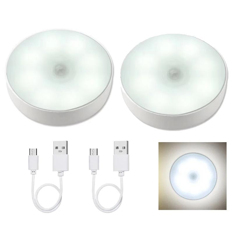 Motion Sensor LED Night Light USB Rechargeable Night Lamp For Kitchen Cabinet Wardrobe Lamp Staircase Wireless Closet Light