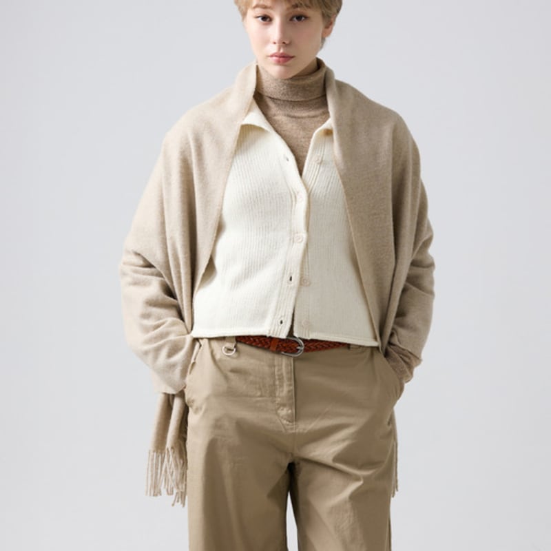 ABRAHAM MOON Merino-Wollschal 70cm - Beige