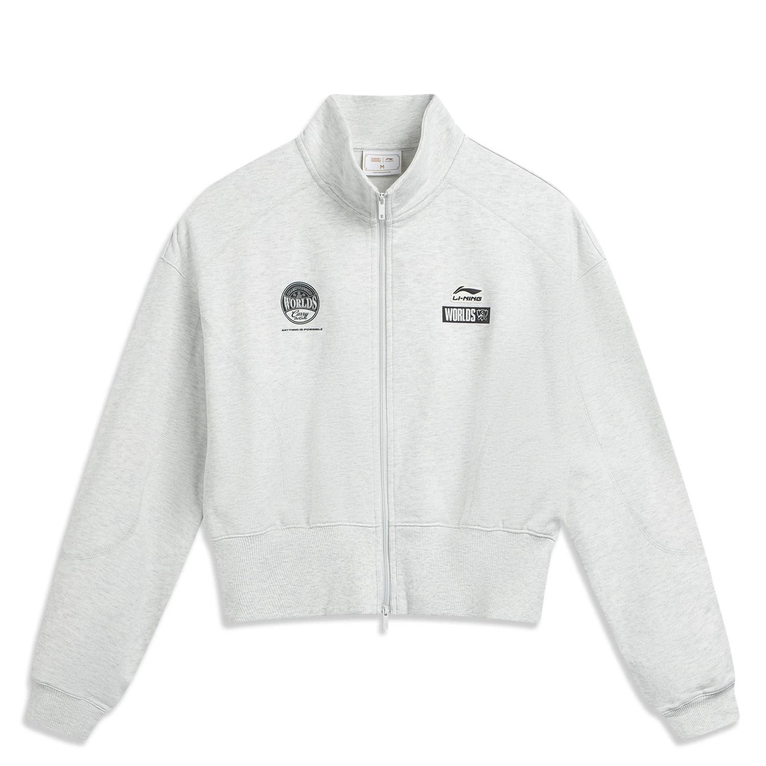 

Li Ning X LPL Collaboration Sports Lifestyle Series Stand Collar Zipper Letter Print Loose Sweatshirt Women sweatshirt AWDVE78-1 XL