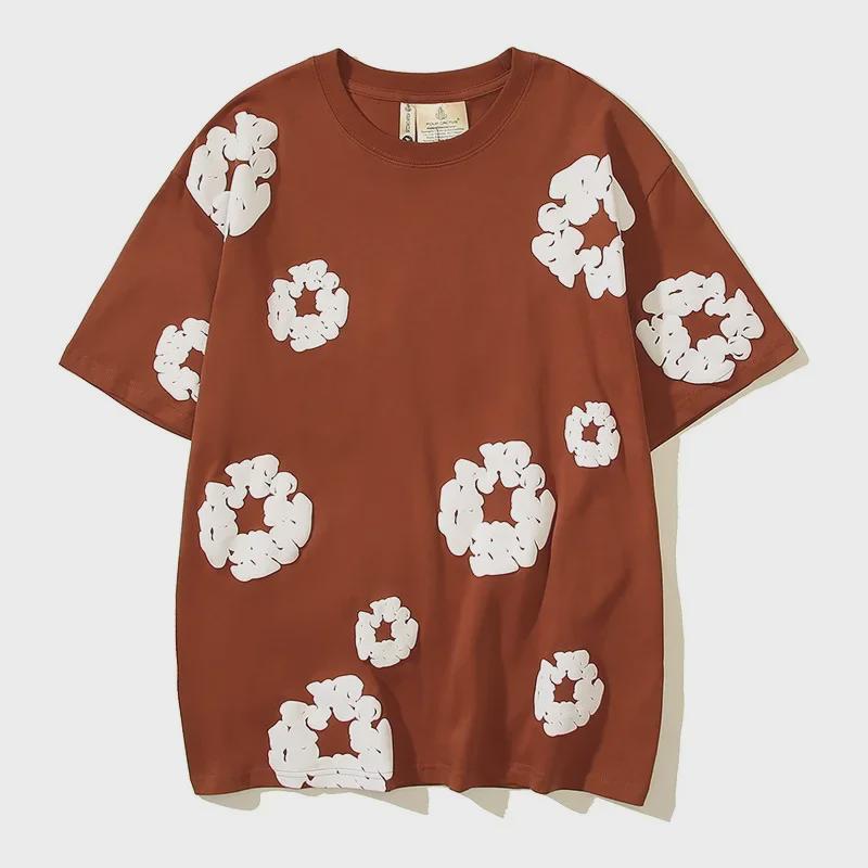 

Футболка свободного кроя с коротким рукавом в стиле хип-хоп с принтом капока в американском стиле 2024 г. Model 4