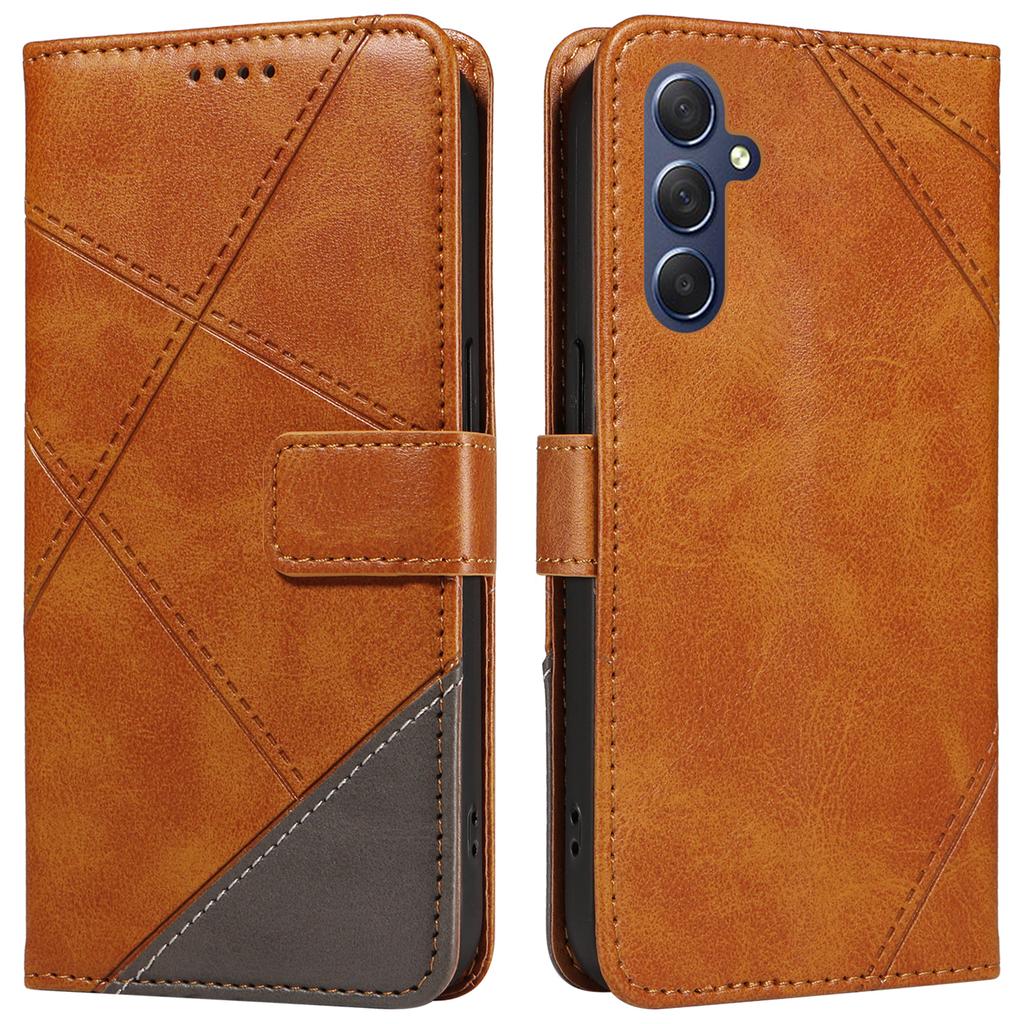For Samsung Galaxy A35 5G Case Magnetic Clasp Leather Phone Cover Imprinted Geometric Line