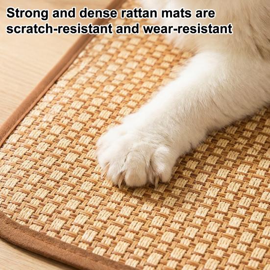 Summer Cool Mat for Pets Scratch-Resistant Wear-Resistant Large Breathable Natural Rattan Cooling Mat Anti-Slip Pet Bed