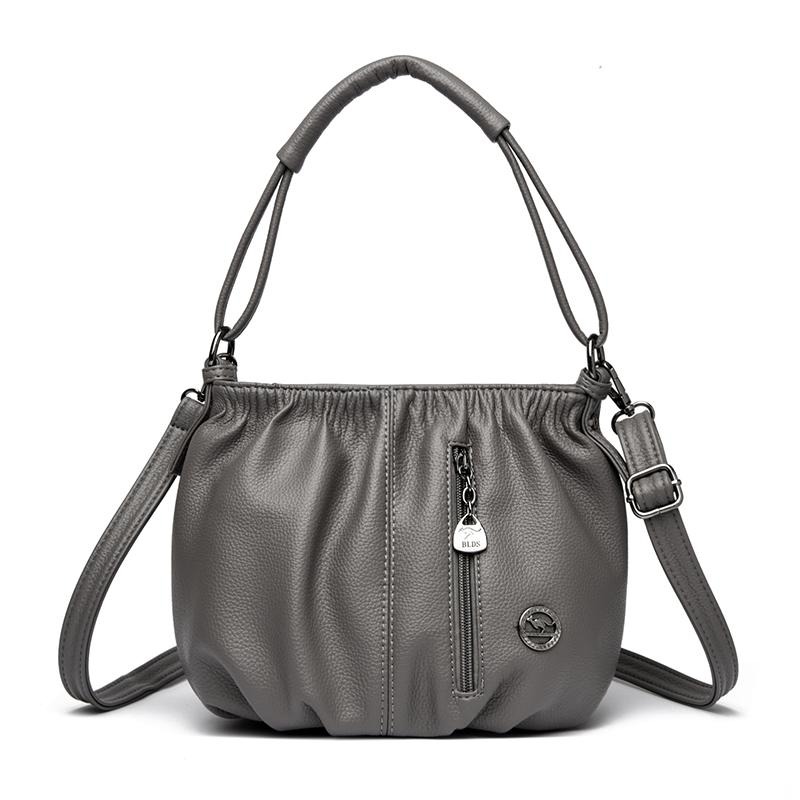 Fashionable Women's Shoulder Bag, Pleated Soft PU Leather Crossbody Bag, Solid Color Handbag, Suitable for Daily Casual Use