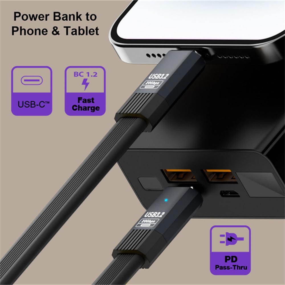 Cablecc 20Gbps USB4 Plochý Tenký FPC 20cm Kabel, Kabel, 100W, 8K@60Hz, 5K@60Hz, USB4.0, Thunderbolt3/4,