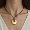 Stylish Black Cord Necklace With Leather Pendant Modern Jewelry Comfortable Black Rope Necklace For Women Everyday Wear