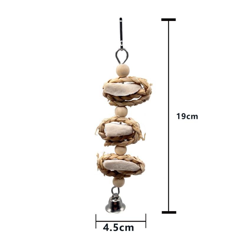 

1pc Small Pet Chew Toy Wooden Fruit Pine Cone Corn Cork Stick Gnaw String Teeth Grinding Boredom Relief For Parrot Hamster