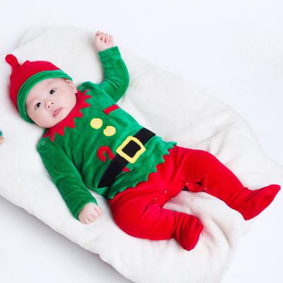 Newborn Infant Baby Boys Girls Christmas Thick Warm Jumpsuit Playsuit Romper Hat