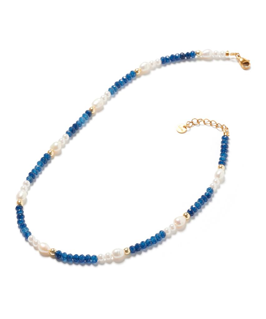 Polalita Blue And Pearl Bead Necklace (Plt-Nl-007_Na)