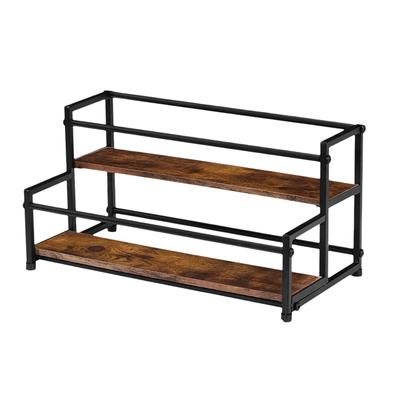 A95I-Liquor Bottle Display Shelf Holder For Coffee Bar, For Coffee Syrup Organizer- 2-Tier 10-Bottle Rack Stand