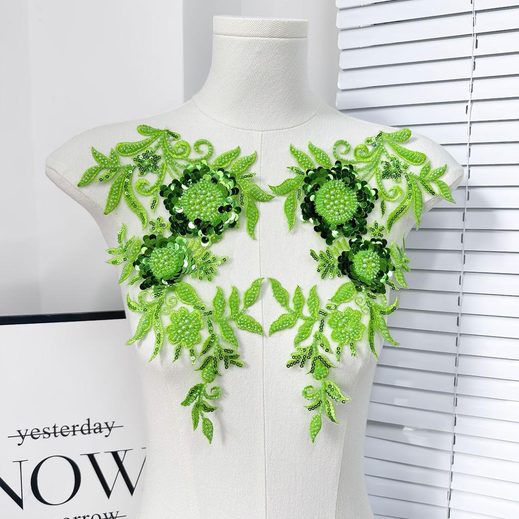 Mesh Solid Color Sequin Bead Embroidery Cloth Sticker Heavy Industry Embroidery Clothing Lace Accessories Diy Jewelry