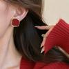 Retro Burgundy Square Drip Glaze Autumn and Winter Stud Earrings, Advanced Ear Clips Without Holes, Exquisite Earrings,light Luxury Earrings