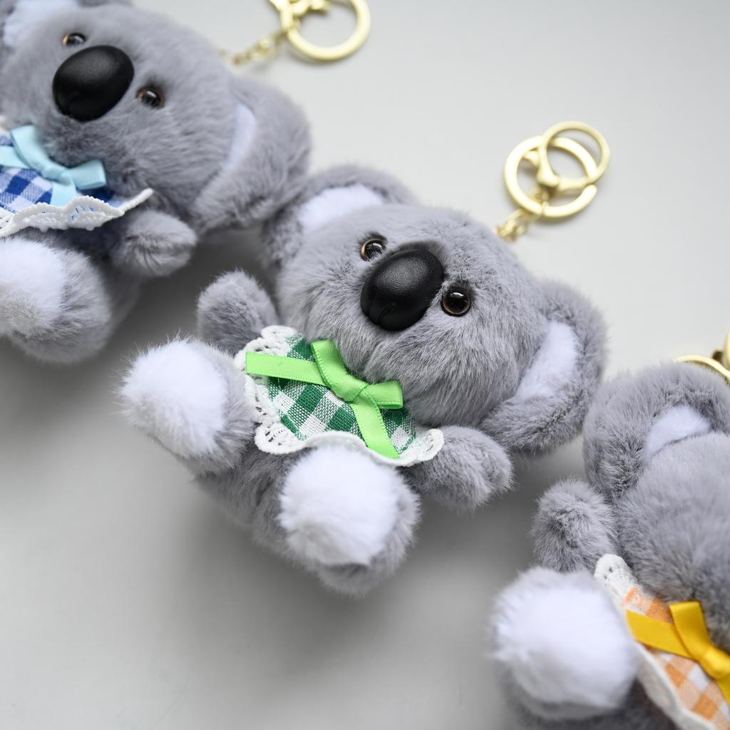 Nuova Peluche Koala Carino con Fiocco, Portachiavi Giocattolo, Animale Super Morbido e Soffice, Decorazione Zaino Koala, Regalo per Bambini