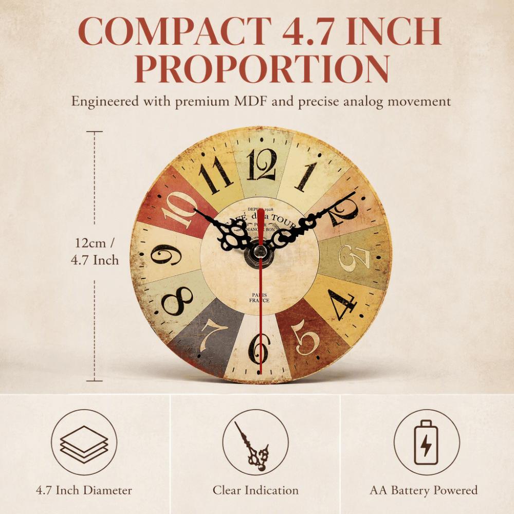 Battery Operated Wall Clock 12 Inch Wood Wall Clock Retro Decorative Wall Clock Bathroom
