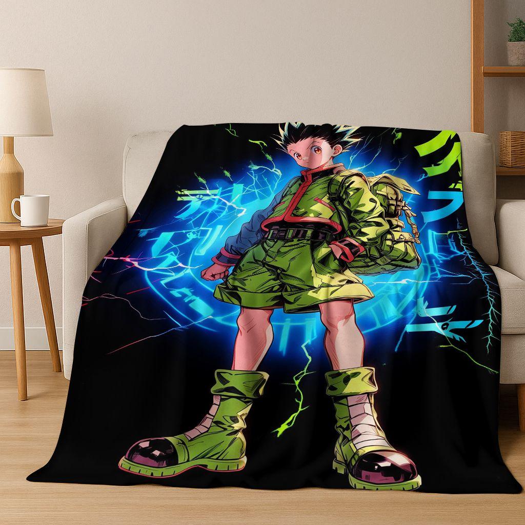 Anime HUNTER X HUNTER HXH Gon Freecss Killua Cartoon Flannel Blanket,Cozy Soft Throw Blanket for Home Bedroom Bed Sofa Cover Kid