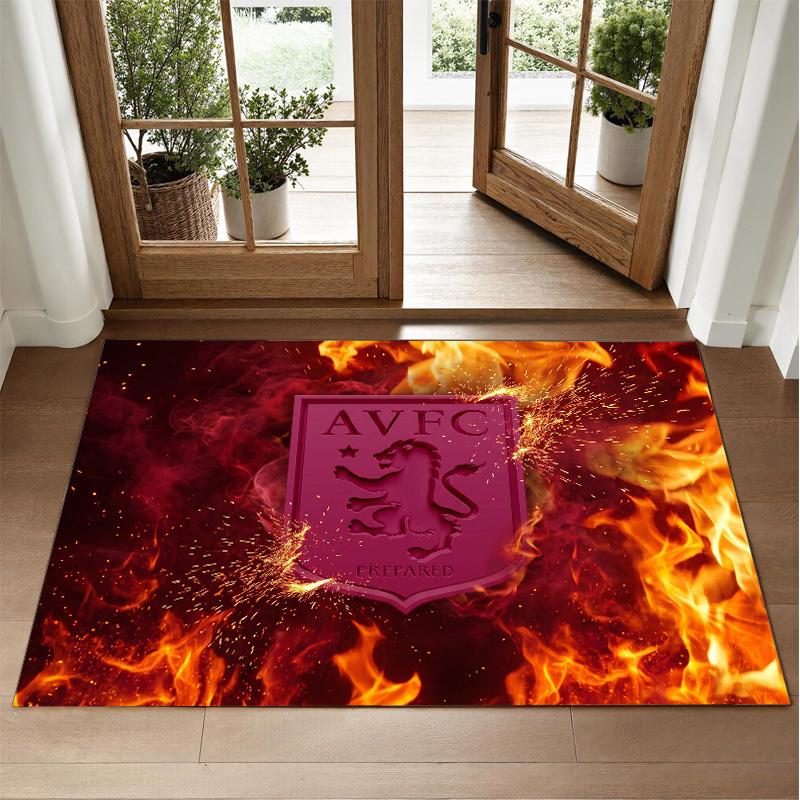 Aston Villa Football Design Crystal Velvet Rug Soft Decorative Mat for Bedroom Entrance