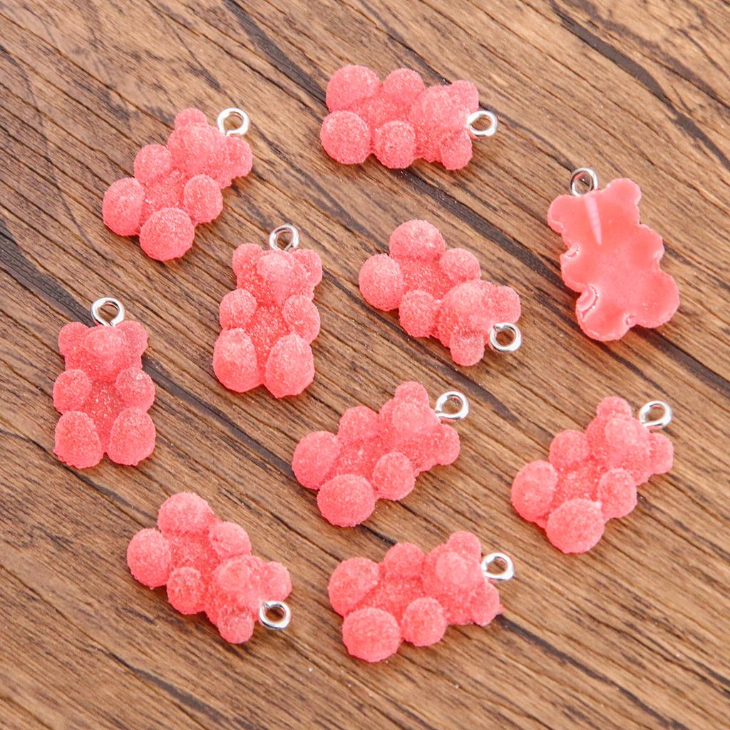 10pcs 11x21mm Cartoon Candy Colors Little Bear Resin Gummy Pendants Jewelry Making Drop Earrings Necklaces DIY Accessories