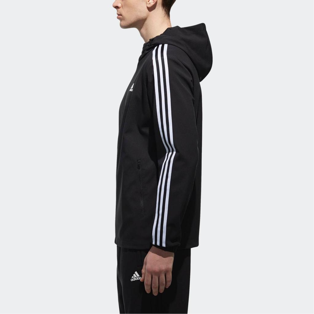 Adidas WB Mesh Bond 3S Striped Hooded Zip-Up Long Sleeve Jacket Men Jackets Black CX4985