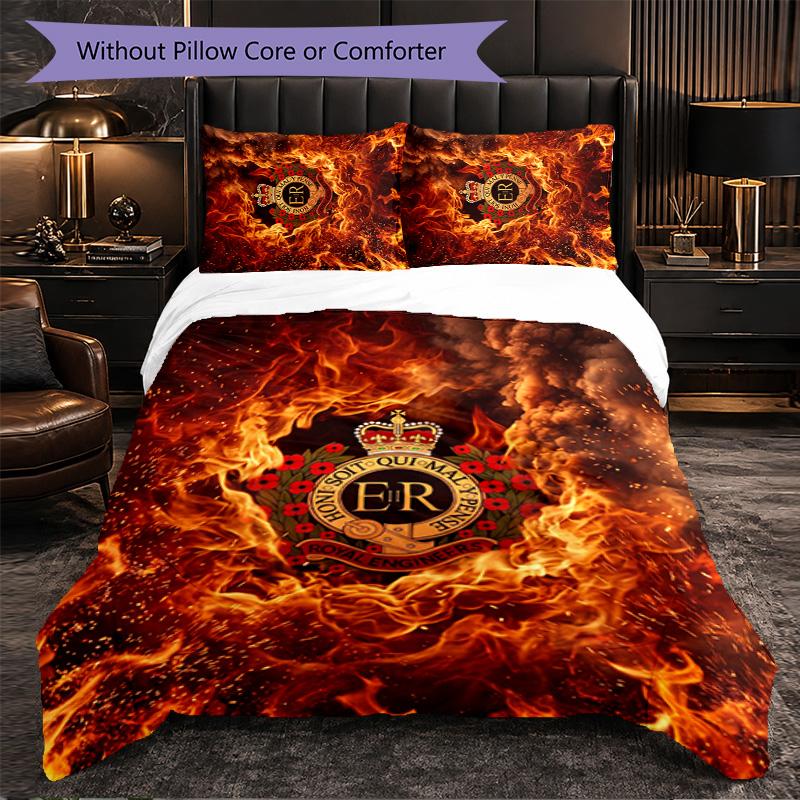 Royal Engineers A.F.C Themed Bedding 3Pcs Duvet Cover Set Decorative Bed Linen For Teen Room Home Decoration