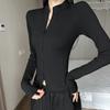 Dynamic Girl Zipper Jacket for Women with All-match Collar Slim Fit Slim Bottoming Cardigan Top