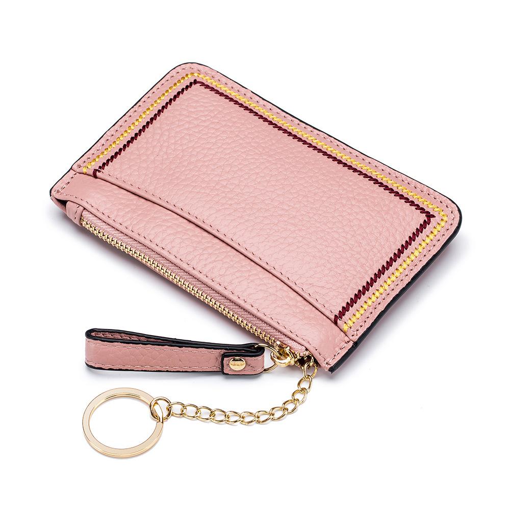 Fashion Change Bag Women's, Contrasting Colors Multi-function Ultra-thin Cowhide Keychain Bag Mini Small Wallet Ins Tide