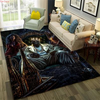 3D Top Rapper Legende Star Kunst Cartoon Hip Hop Teppich für Schlafzimmer Wohnzimmer Sofa Zuhause Fußmatte Dekor,großer Spiel-Rutschfester Bodenbelag