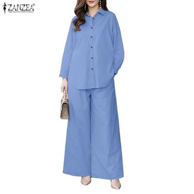 Women Long Sleeve Blouse and Pants Casual Two Piece Suit Sets