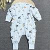 Blue Dog Print Baby Winter Bodysuit & Sleeping Bag for Newborns - Thick, Warm, and Perfect for Crawling