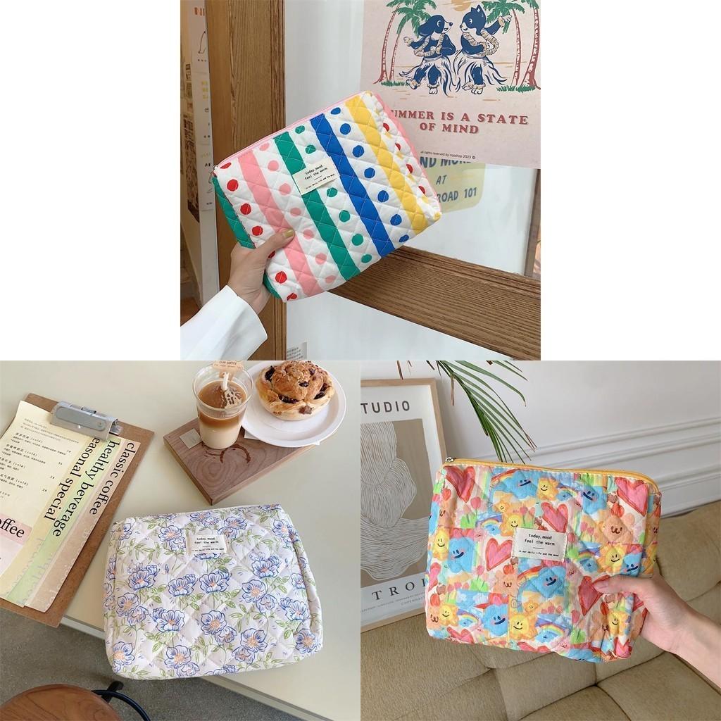 Colorful Striped Polka Dot Cosmetic Case Handheld Sewing Cotton Travel Bag