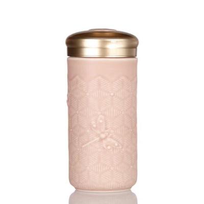 Qiántángxuān Dragonfly Handmade Living Porcelain Double-Layer Travel Mug