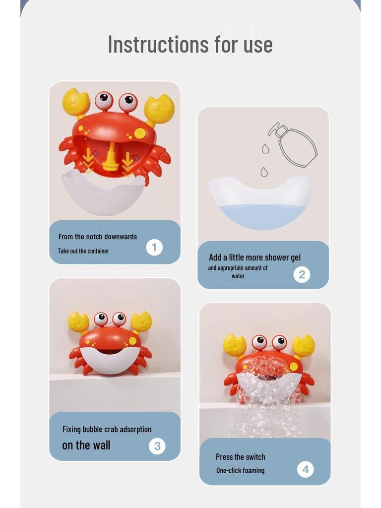 Electric Music Crab Bubble Blower Toy for Children's Bath