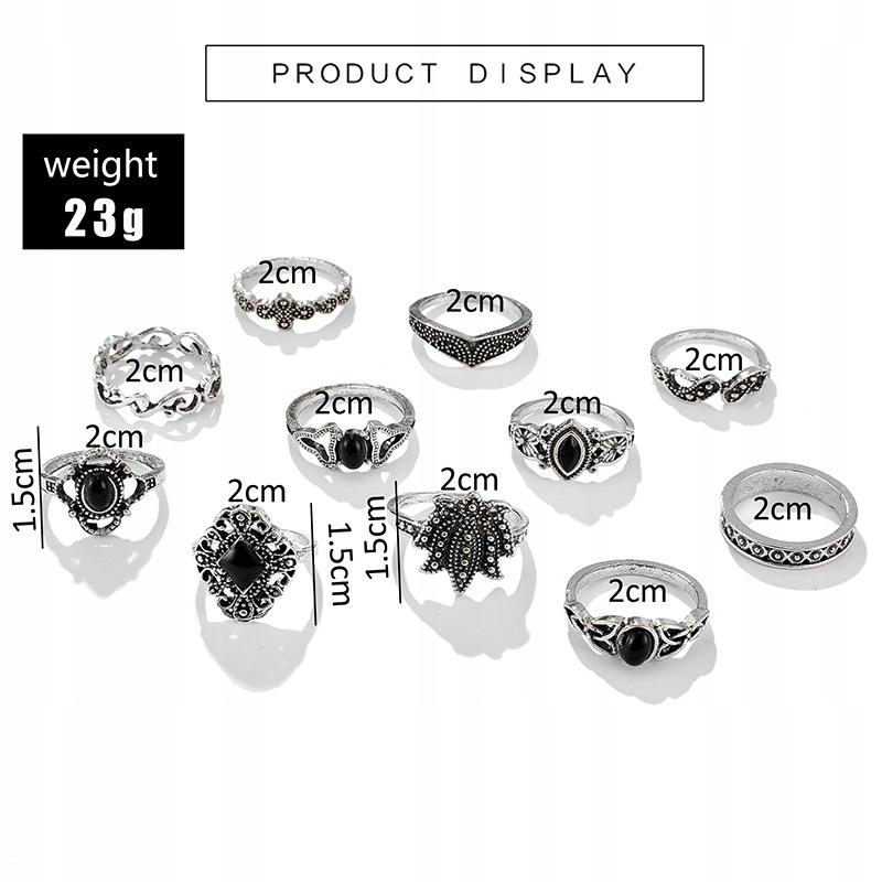 Silver Retro Punk Boho Ring Set 12
