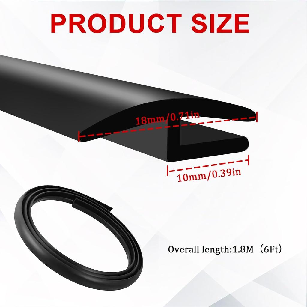 1.8M/6Ft Windshield Cowl Molding Rubber Seal Strip Trim, Front Rear Windshield Seal, Car Weather Stripping, Window Sunroof Seal For Most Cars Trucks