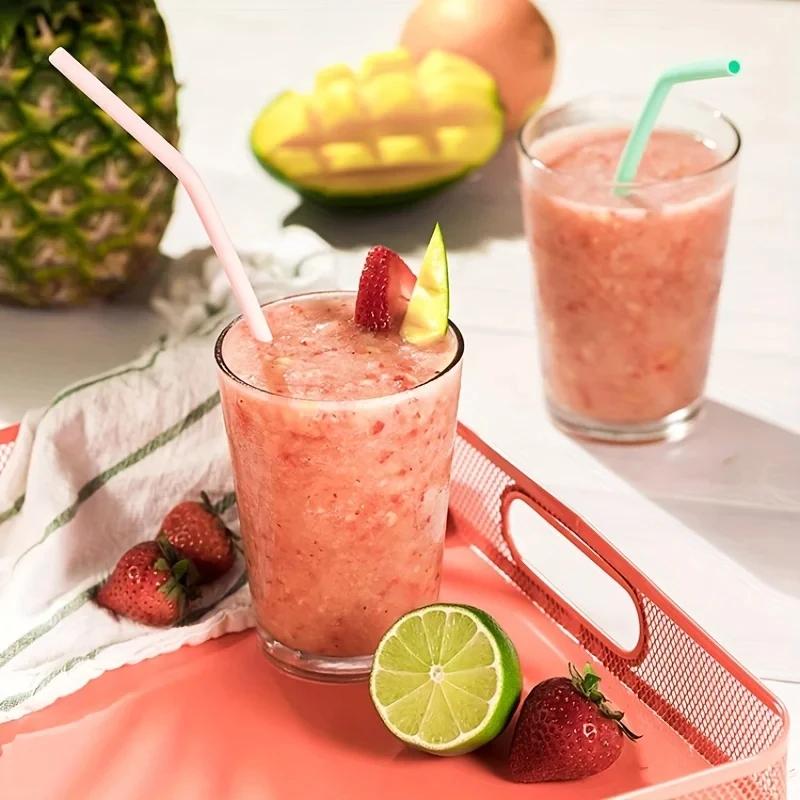 6 Pcs Replacement Long Silicone Straw With Brush Flexible Straws Compatible With Stanley 40/30 Oz Cup Cocktails Party Bar