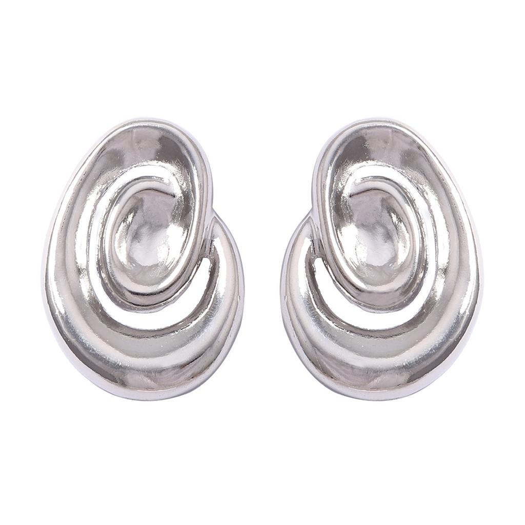 Retro elegant fashion spiral metal texture light luxury earrings niche high sense commuter vacation women