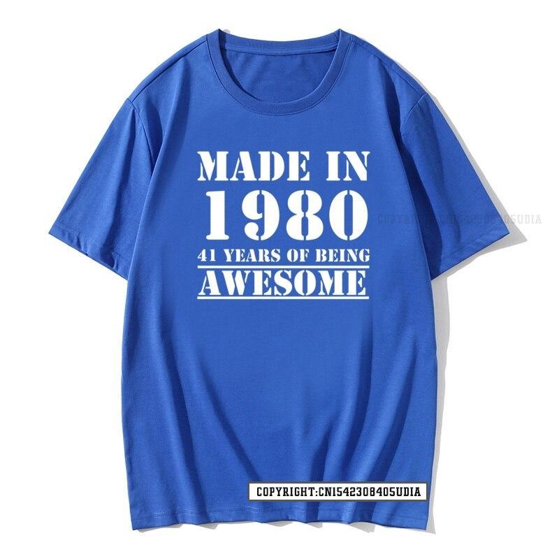 Grappig Gemaakt In 1980 41 Jaar Geweldig Zijn Verjaardag Print T-shirt Katoenen T-shirts Mannen Slim Fit Modieuze Tops Shirt