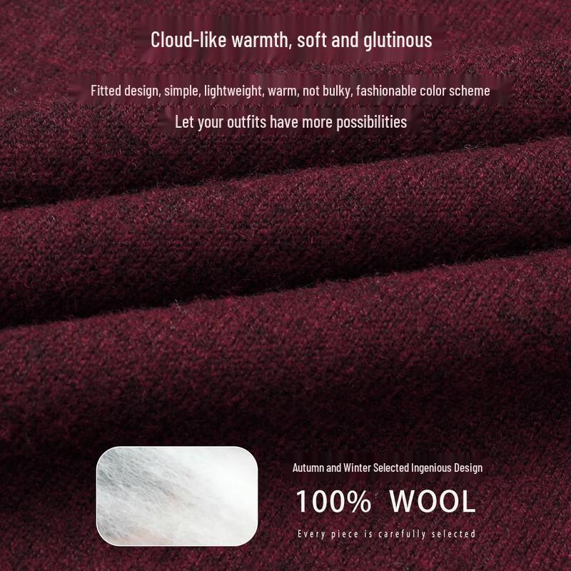 SNOWFLYING Men's V-Neck 100% Wool Pullover Sweater