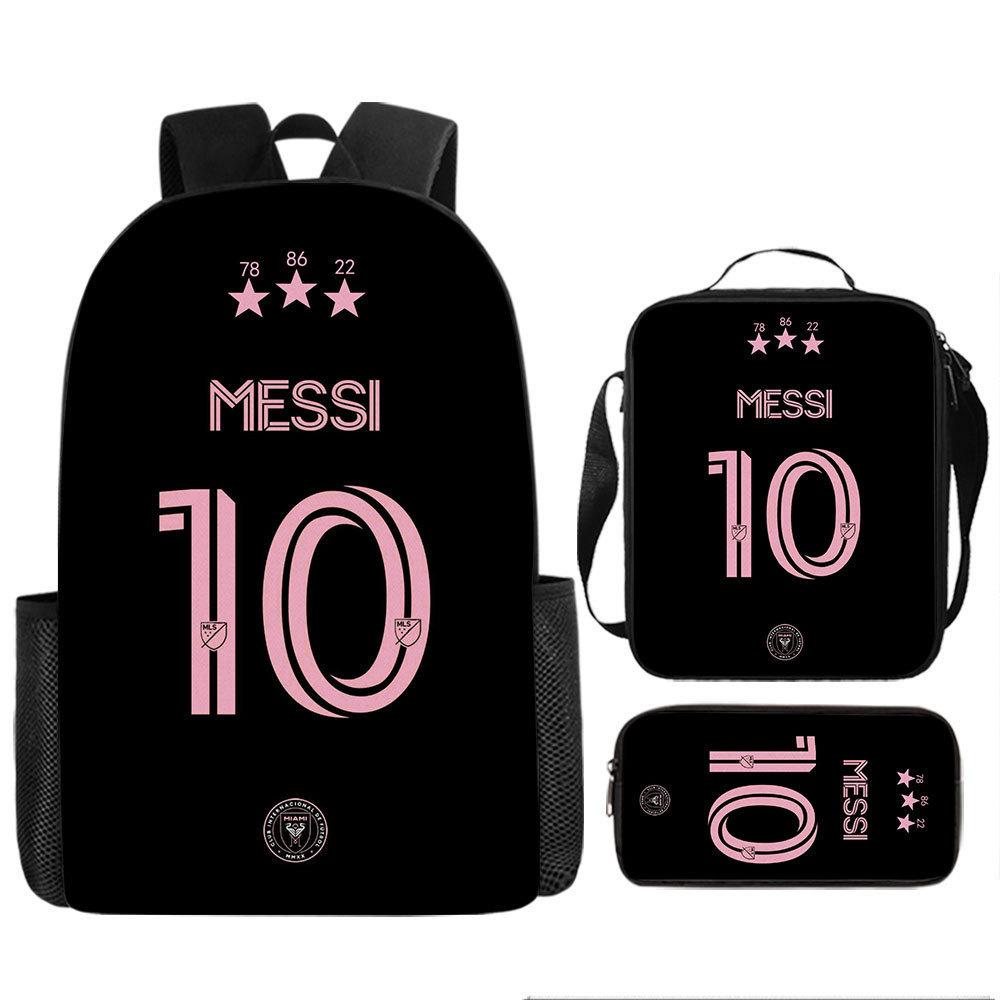 Cristiano Ronaldo Sport Backpack 3-Piece Set with Lunch Bag and Pencil Case, Middle School Student Casual Lightweight Bookbag
