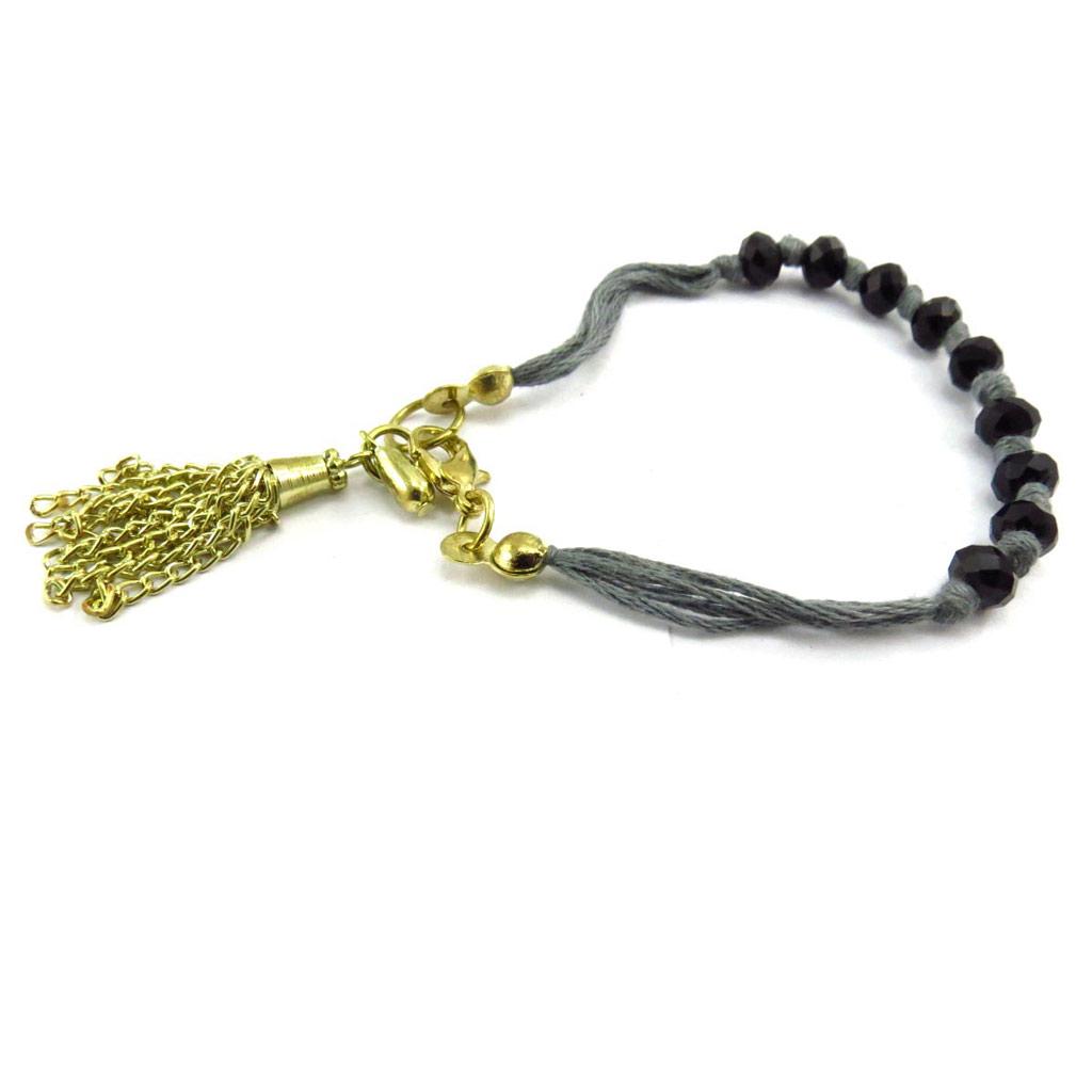 Les Trésors De Lily [J7248] - Brățară etnică 'Shambhala' negru gri