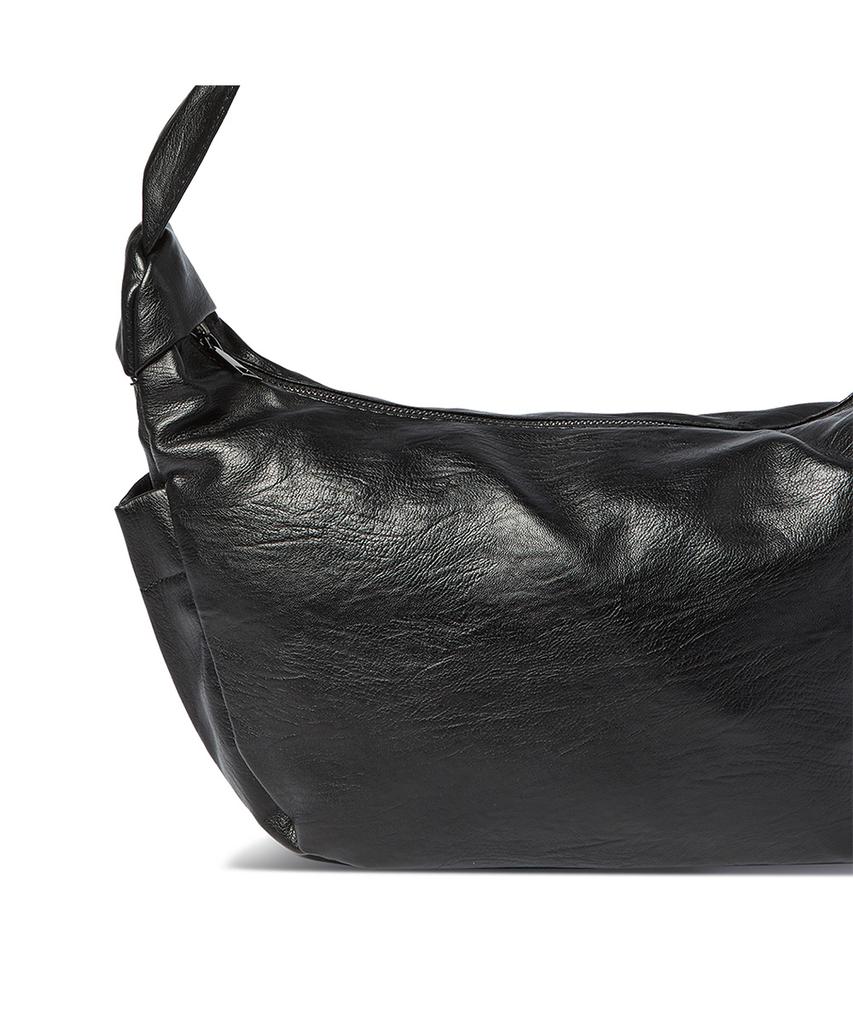 The Green Lab Faux Leather Hobo Crossbody Bag [Black]