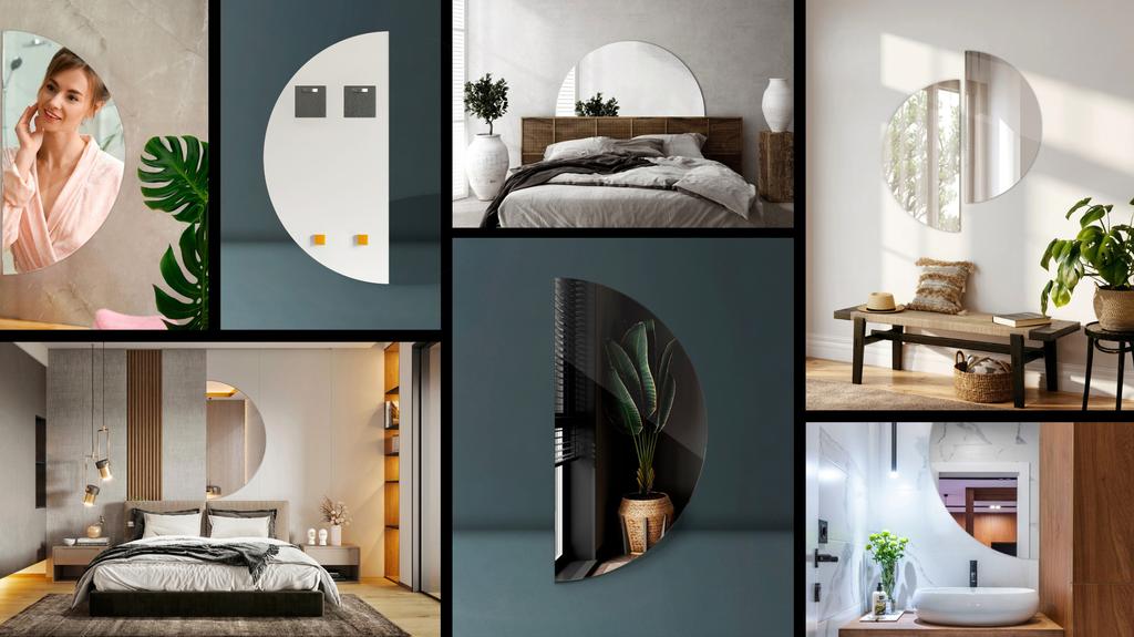 Bellissimo Specchio Semicircolare 100 cm Specchio Grande per Camera da Letto e Soggiorno, Stiloso ed Elegante