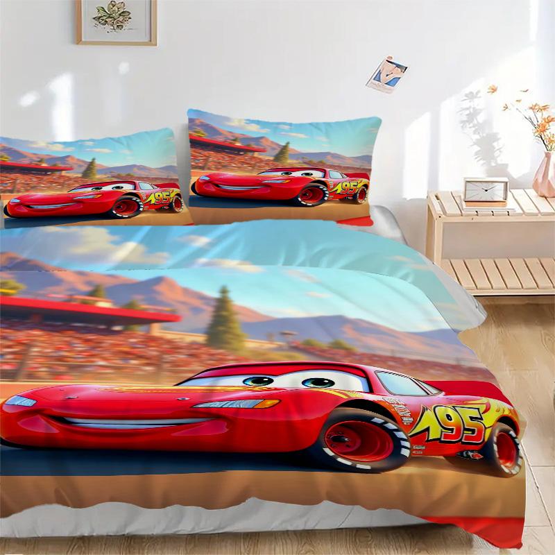 Mcqueen Adventure Print 3Pcs Bedding Setduvet Cover With 2 Bedropillowcase Home Birthday Gift