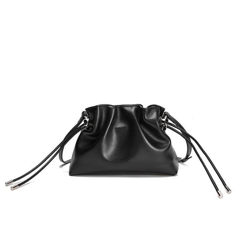 Leather Women's Bag Handbag New Drawstring Small Bag Pleated Cloud Bag Shoulder Messenger Bag