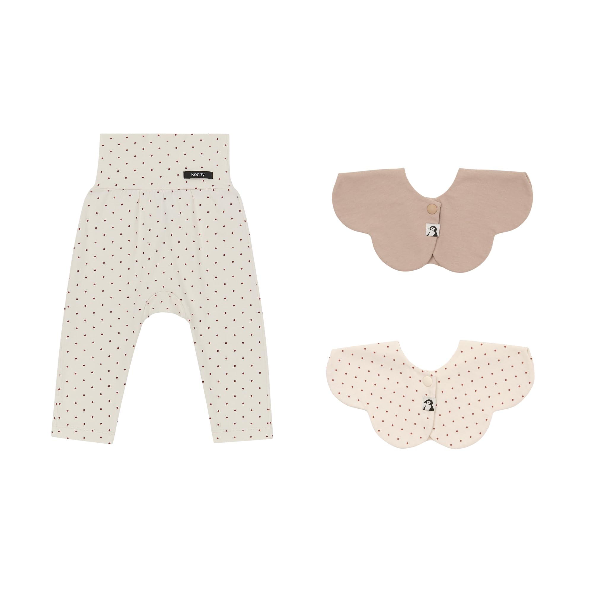 

Мягкие модальные леггинсы с высокой талией 1 шт. слюнявчик 2 шт. винный 18 мес. [Konny] + K-set (WINE DOT, Бежевый, В горошек)